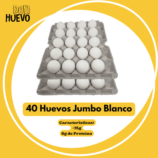 40 Huevos Jumbo Blanco - La Mejor Proteína