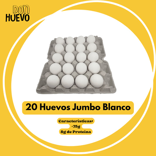 20 Huevos Jumbo Blanco - La Mejor Proteína
