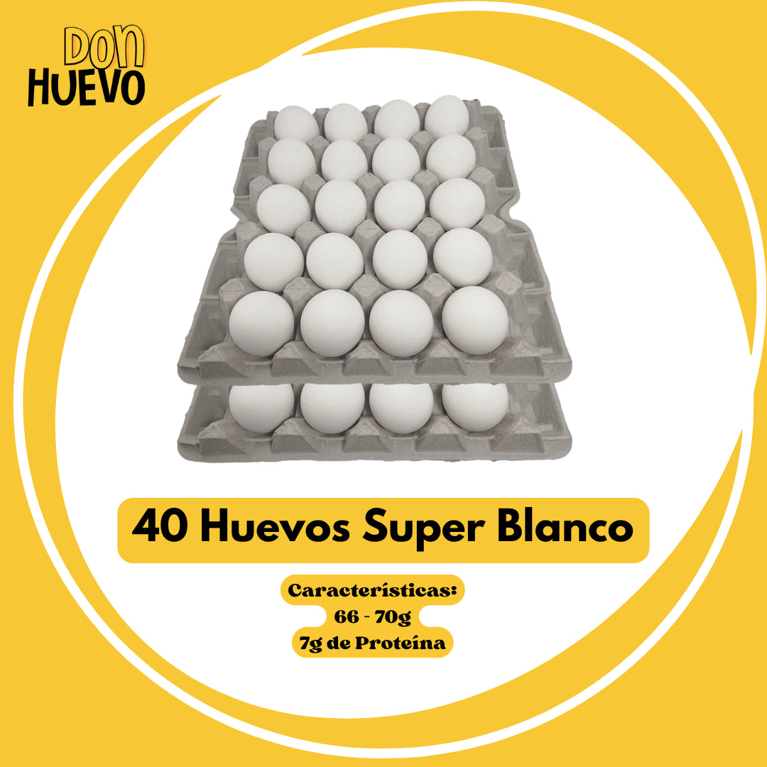 40 Huevos Super Blanco - La Mejor Proteína
