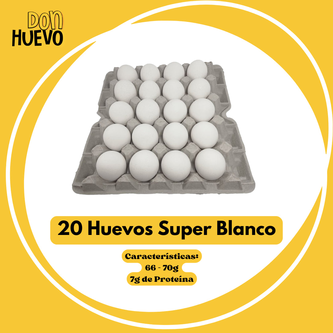 20 Huevos Super Blanco - La Mejor Proteína